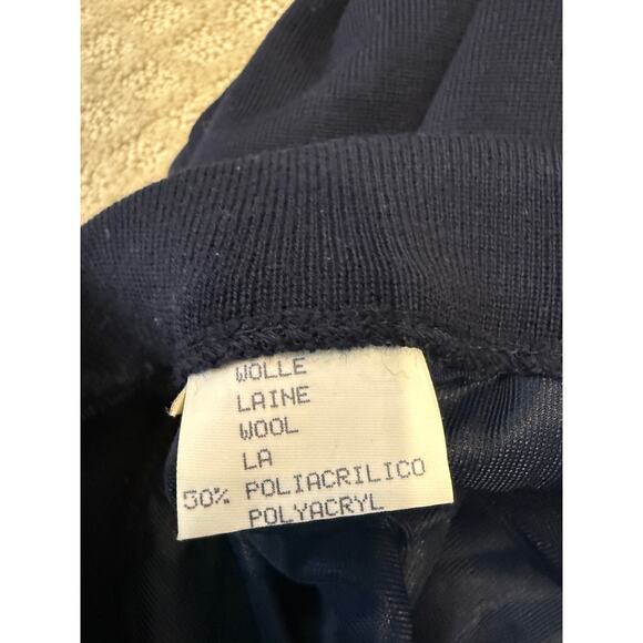 Gispa Long Merino wool Italian skirt w slit in back Large Navy made in Italy - Picture 4 of 6